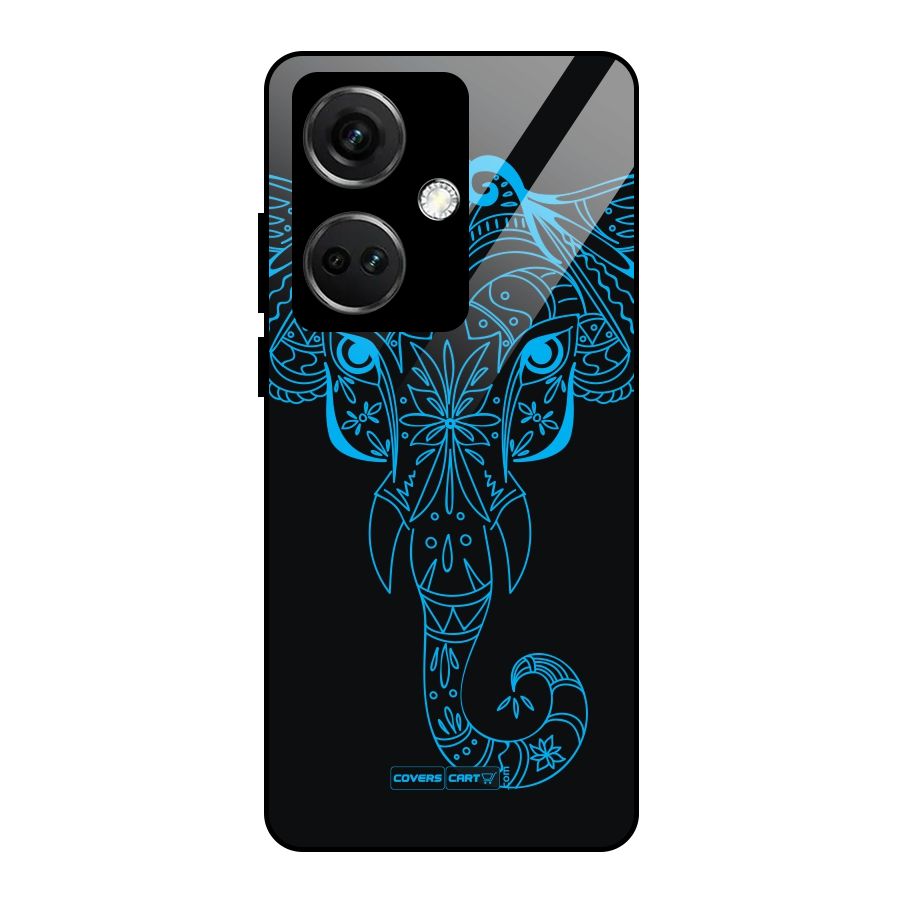 Blue Elephant Ethnic Glass Back Case for OnePlus Nord CE 3 5G