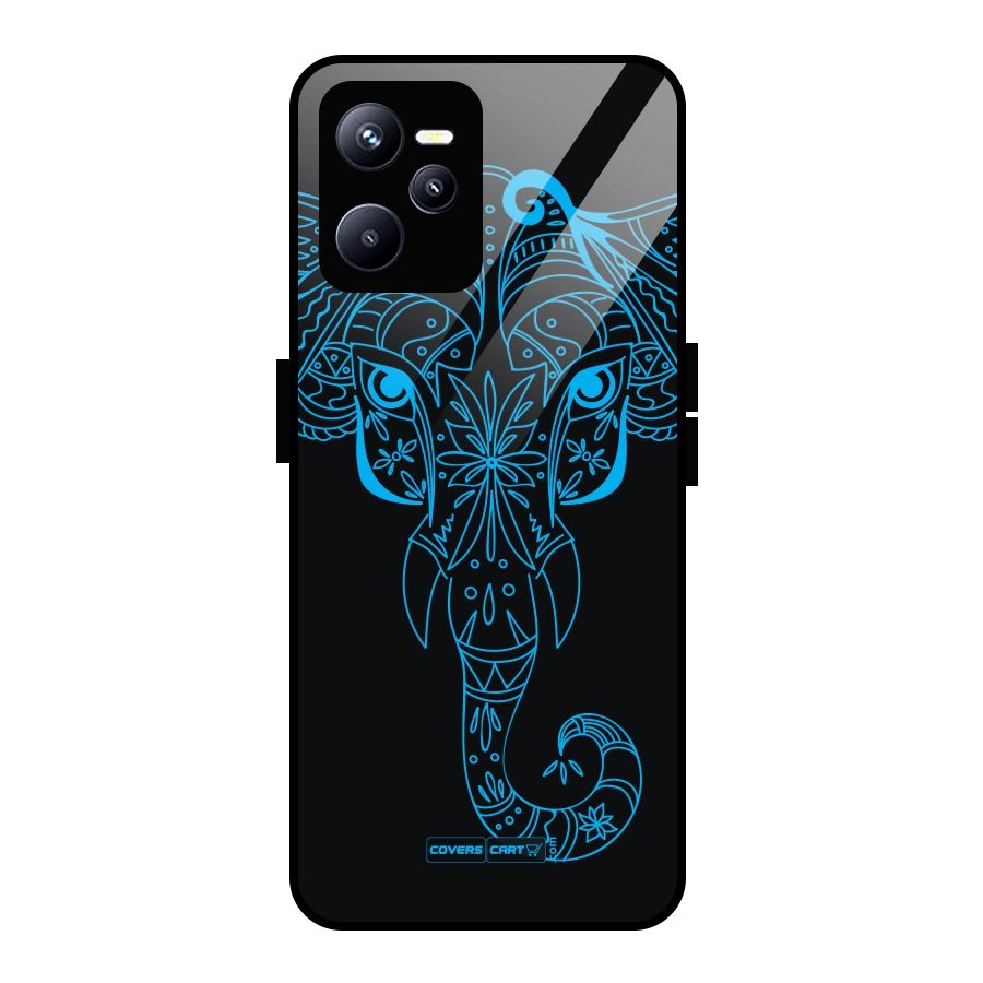 Blue Elephant Ethnic Glass Back Case for Realme C35