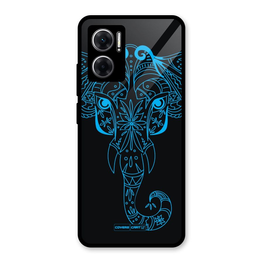 Blue Elephant Ethnic Glass Back Case for Redmi 11 Prime 5G