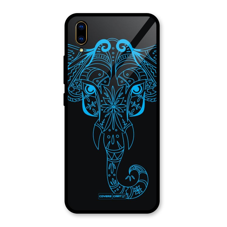 Blue Elephant Ethnic Glass Back Case for Vivo V11 Pro