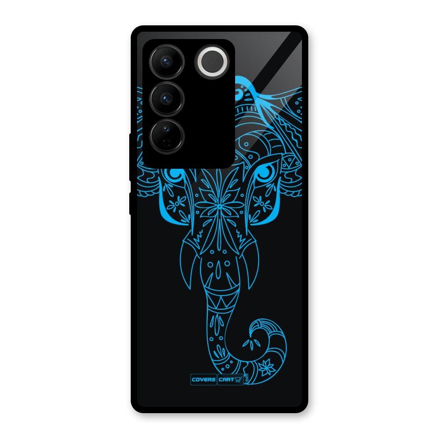 Blue Elephant Ethnic Glass Back Case for Vivo V27