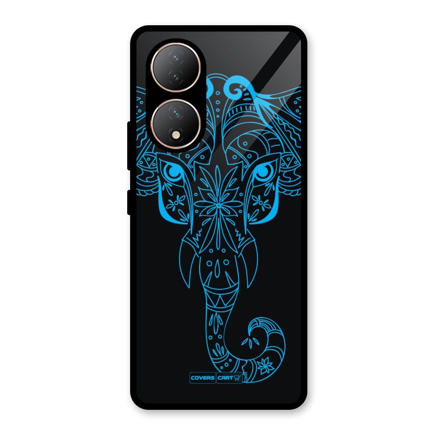 Blue Elephant Ethnic Glass Back Case for Vivo Y100
