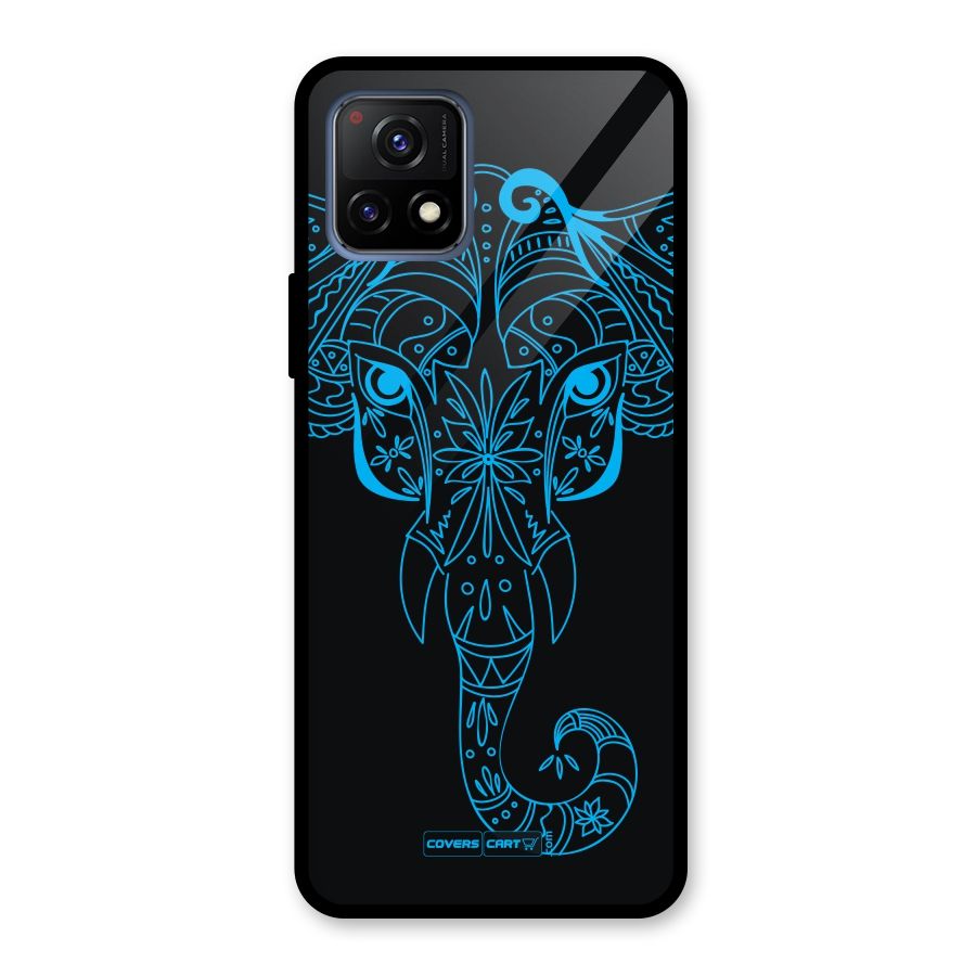 Blue Elephant Ethnic Glass Back Case for Vivo Y72 5G