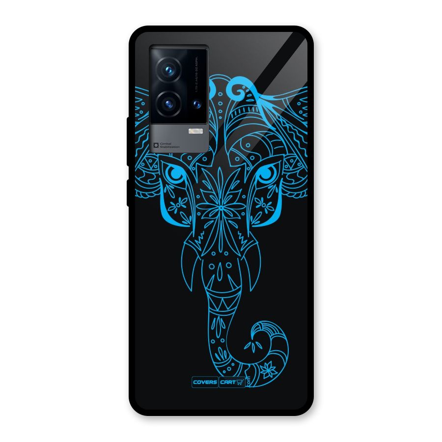 Blue Elephant Ethnic Glass Back Case for iQOO 9 5G