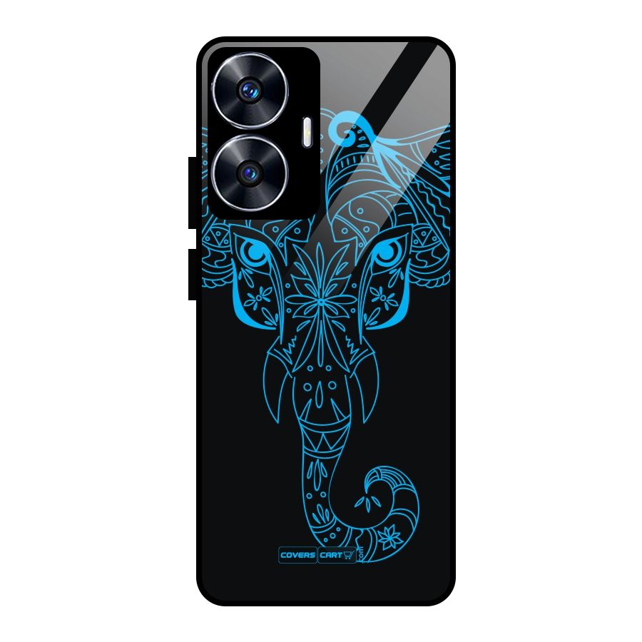 Blue Elephant Ethnic Glass Back Case for realme C55