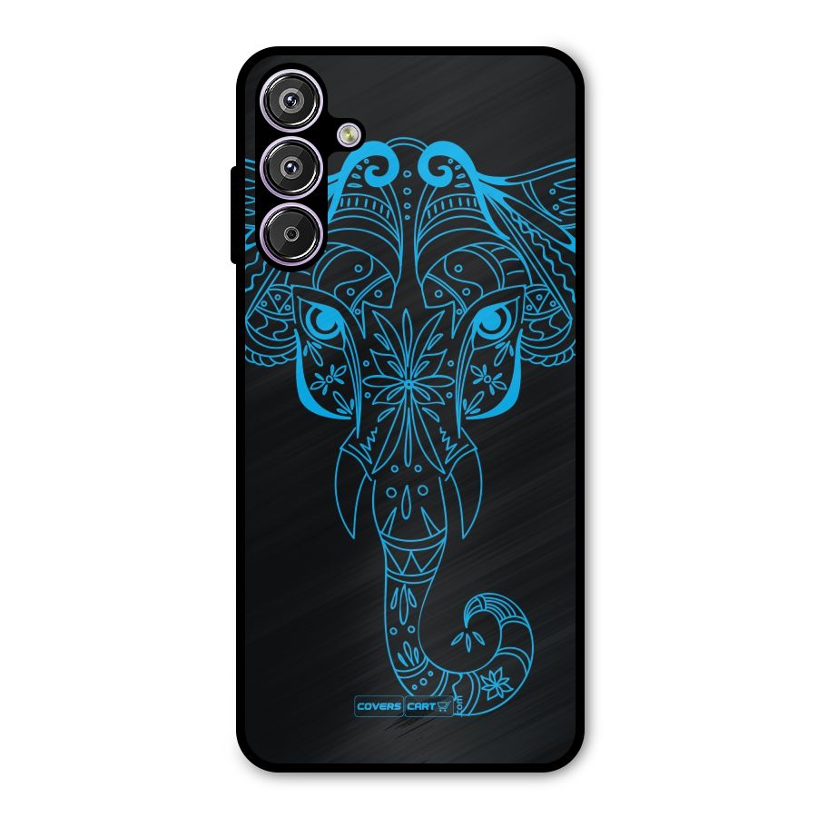 Blue Elephant Ethnic Metal Back Case for Galaxy M15