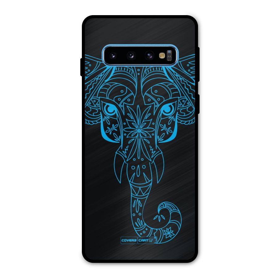 Blue Elephant Ethnic Metal Back Case for Galaxy S10