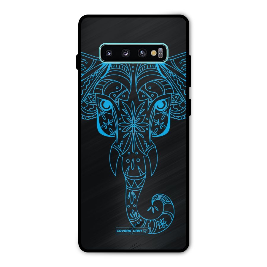 Blue Elephant Ethnic Metal Back Case for Galaxy S10 Plus