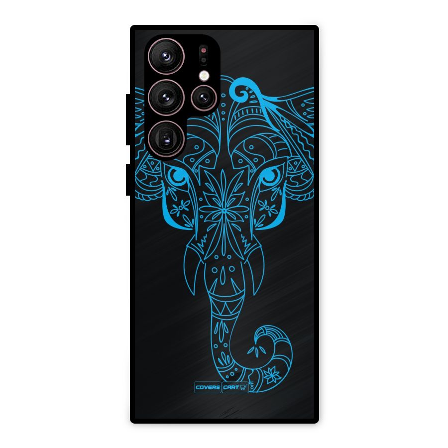 Blue Elephant Ethnic Metal Back Case for Galaxy S22 Ultra 5G