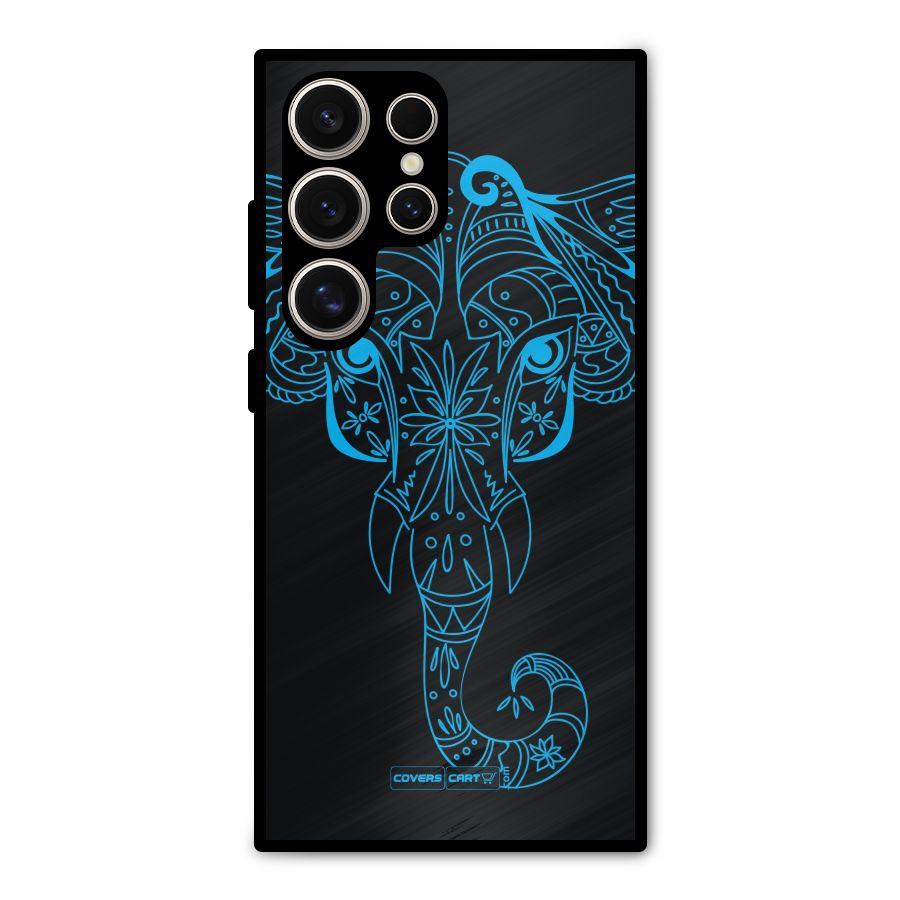 Blue Elephant Ethnic Metal Back Case for Galaxy S24 Ultra