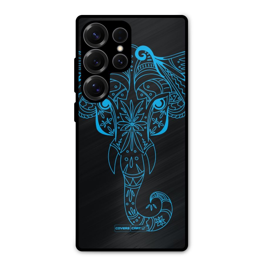 Blue Elephant Ethnic Metal Back Case for Galaxy S25 Ultra