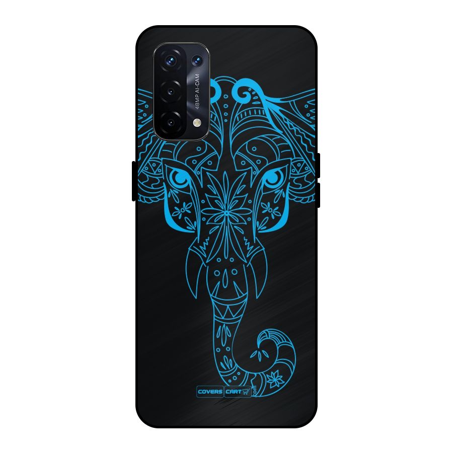 Blue Elephant Ethnic Metal Back Case for Oppo A74 5G