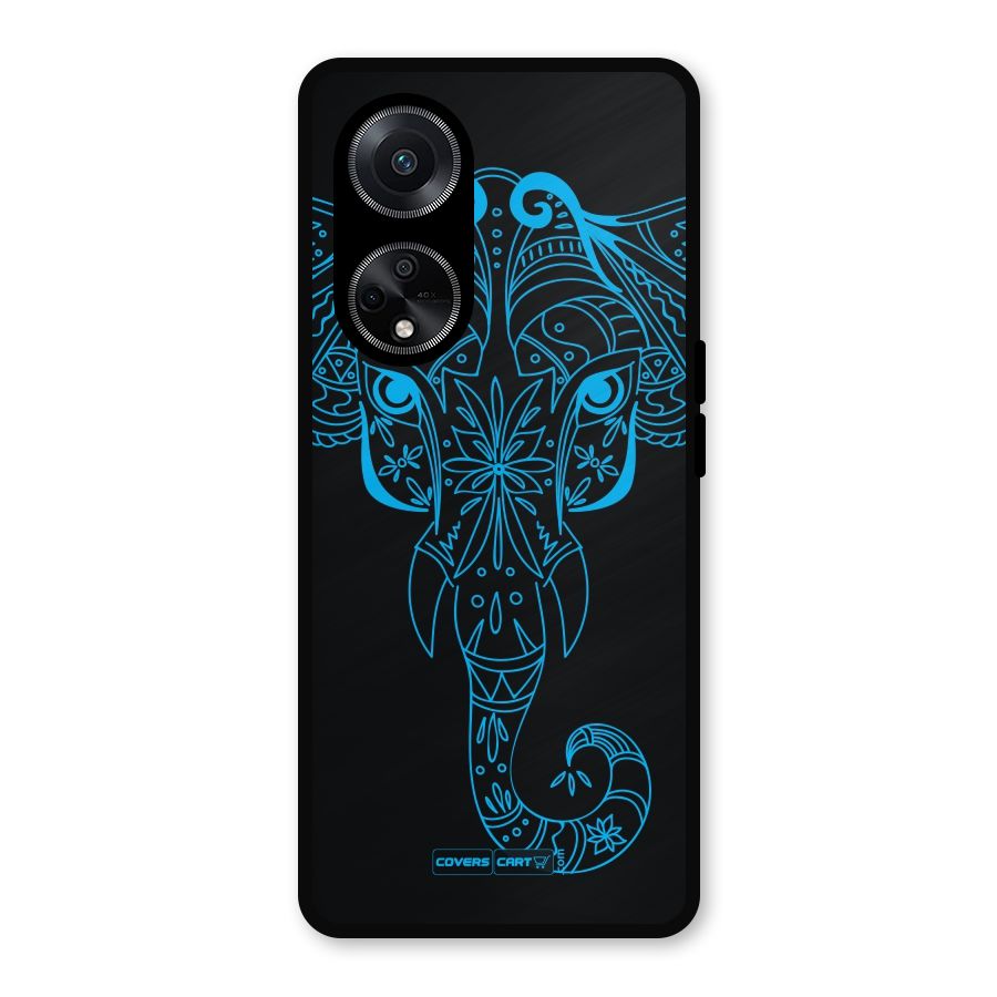 Blue Elephant Ethnic Metal Back Case for Oppo F23