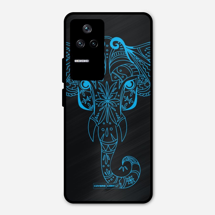 Blue Elephant Ethnic Metal Back Case for Poco F4 5G