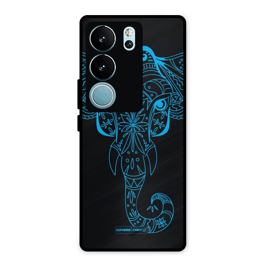 Blue Elephant Ethnic Metal Back Case for Vivo V29 Pro