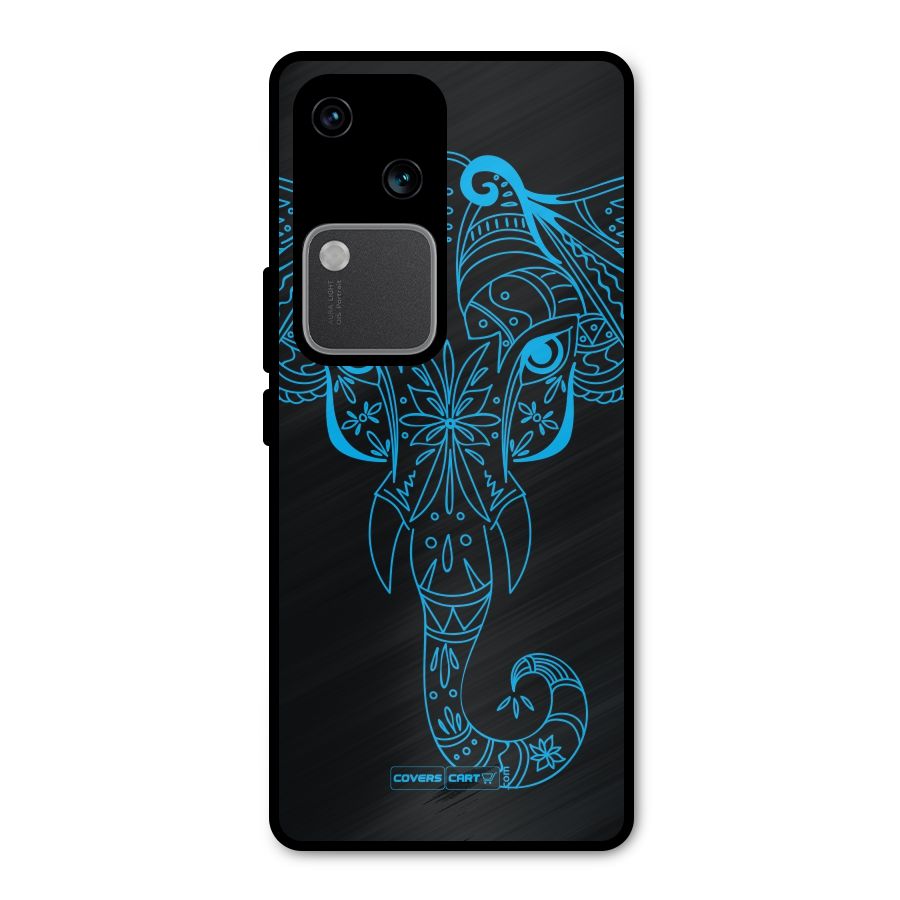 Blue Elephant Ethnic Metal Back Case for Vivo V30 Pro