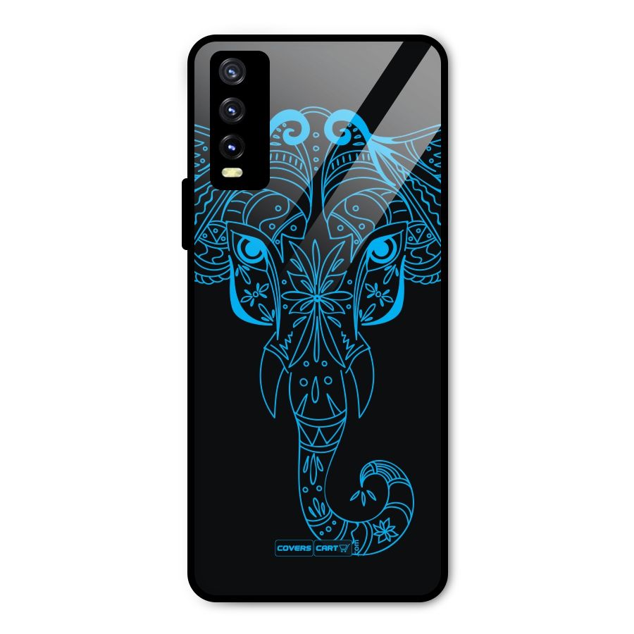 Blue Elephant Ethnic Metal Back Case for Vivo Y20 2021