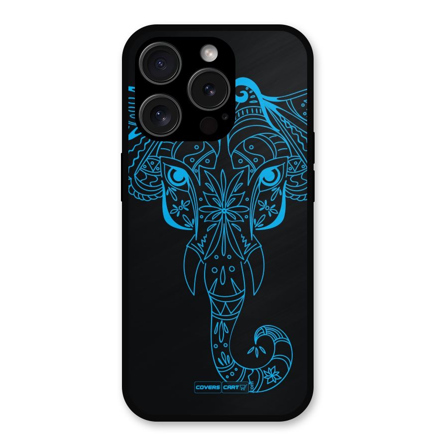 Blue Elephant Ethnic Metal Back Case for iPhone 15 Pro