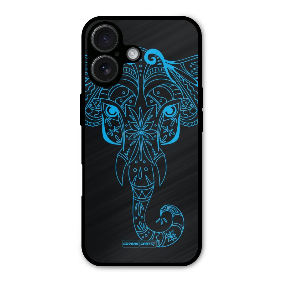 Blue Elephant Ethnic Metal Back Case for iPhone 16