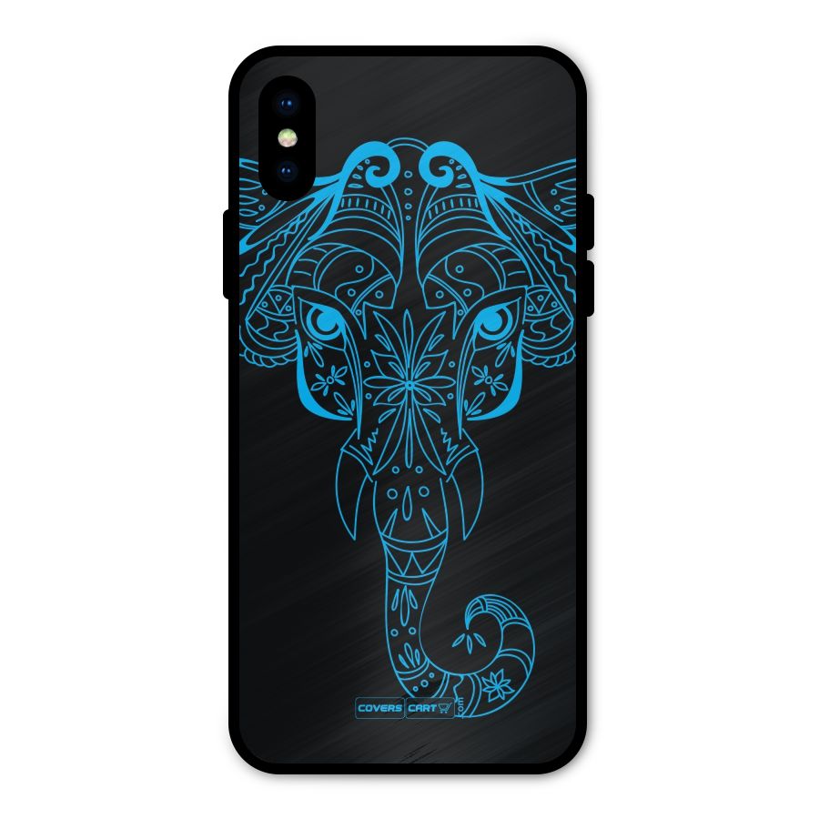 Blue Elephant Ethnic Metal Back Case for iPhone XS