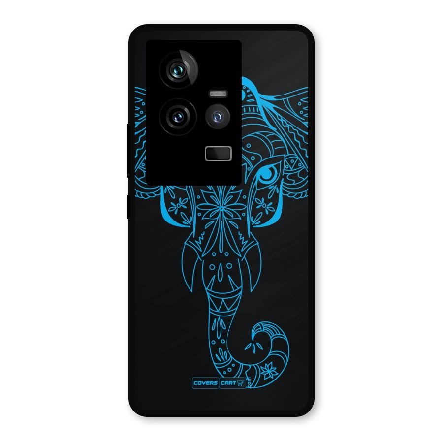 Blue Elephant Ethnic Metal Back Case for iQOO 11 5G
