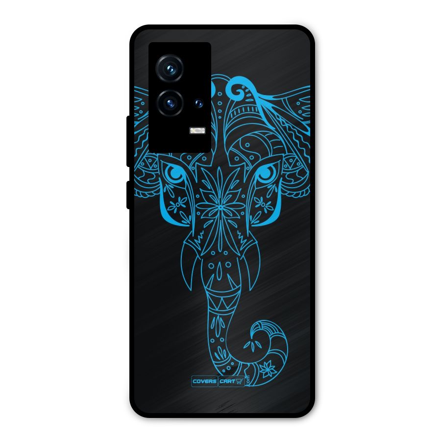 Blue Elephant Ethnic Metal Back Case for iQOO 9 5G