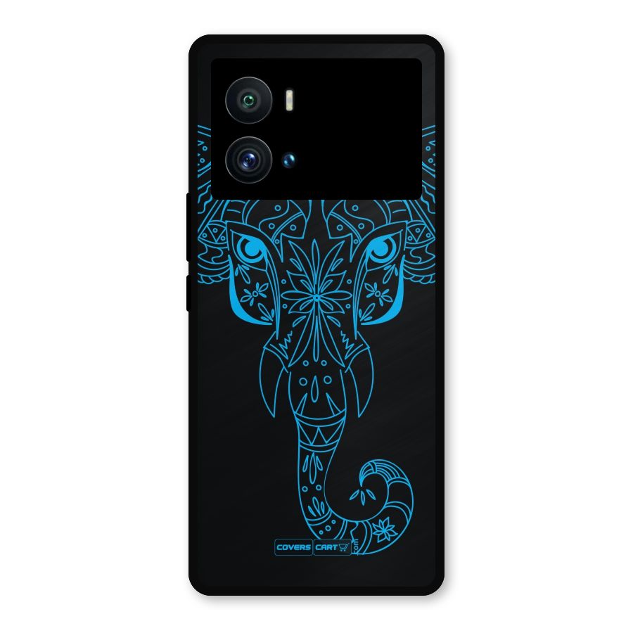 Blue Elephant Ethnic Metal Back Case for iQOO 9 Pro