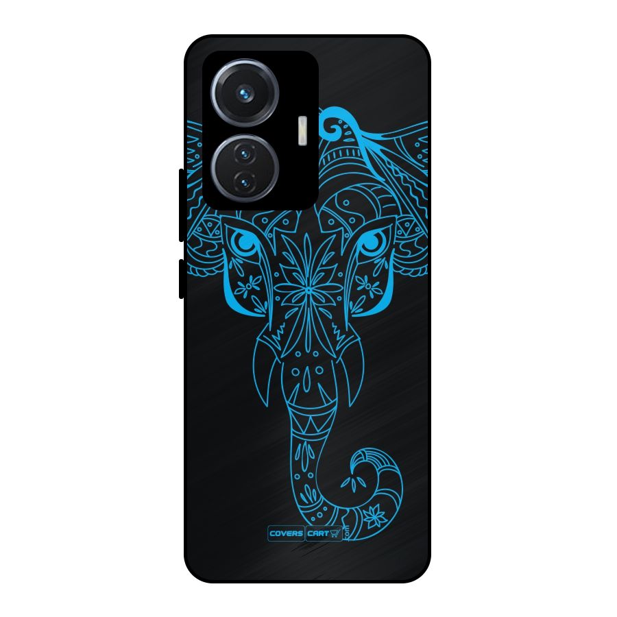 Blue Elephant Ethnic Metal Back Case for iQOO Z6 44W