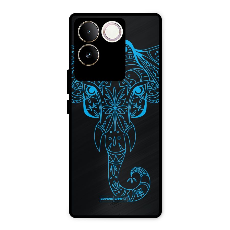 Blue Elephant Ethnic Metal Back Case for iQOO Z7 Pro