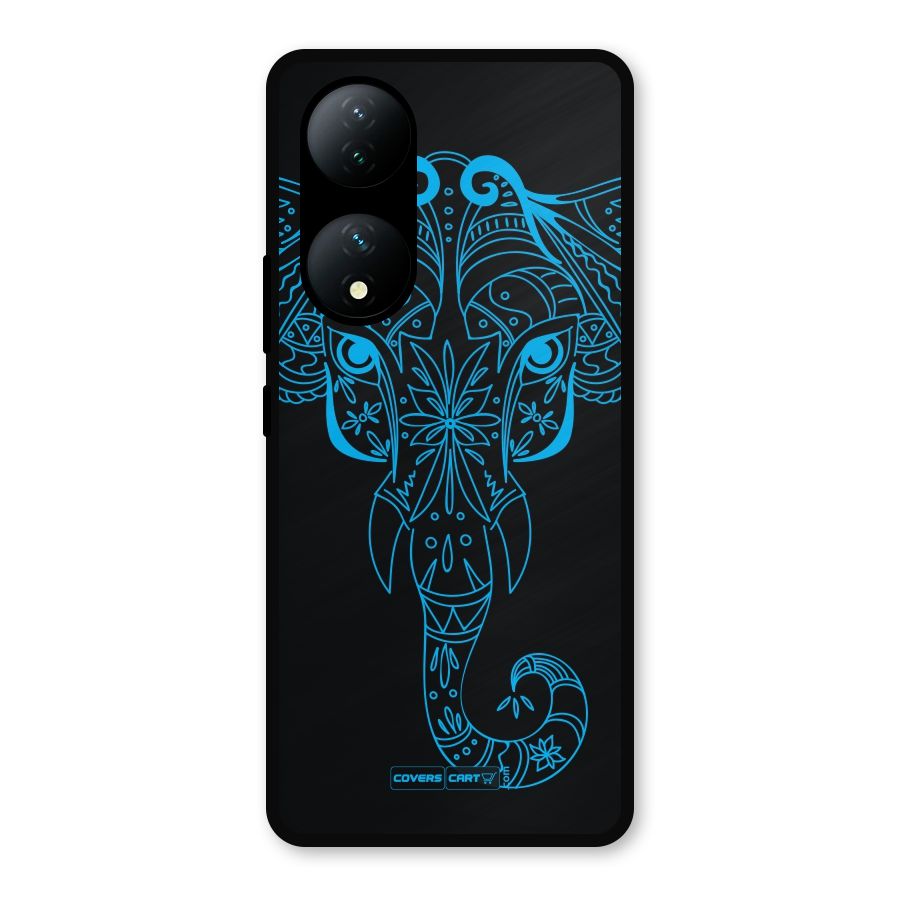 Blue Elephant Ethnic Metal Back Case for iQOO Z7s