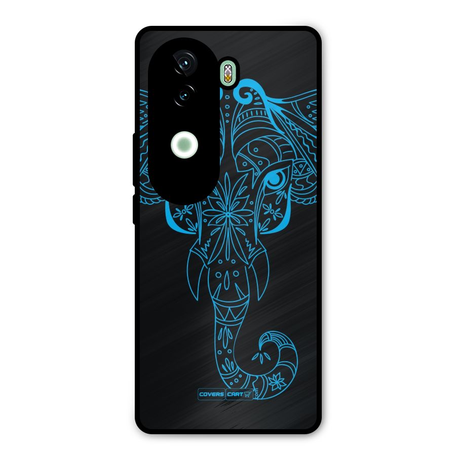 Blue Elephant Ethnic Metal Back Case for iQOO Z9s