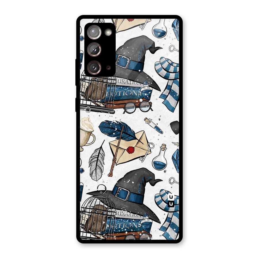 Blue Feather Hat Design Glass Back Case for Galaxy Note 20