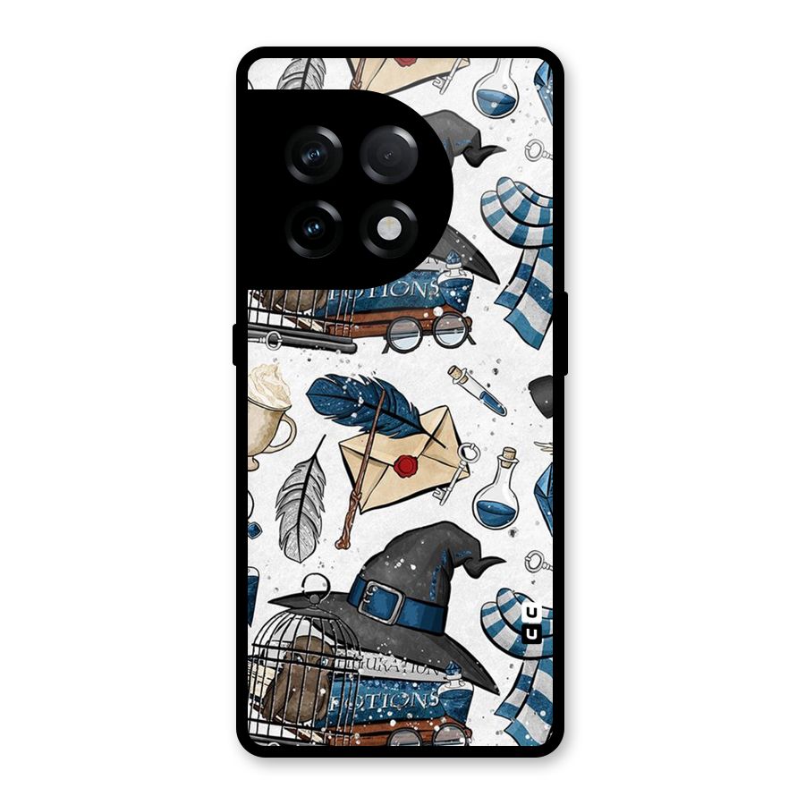 Blue Feather Hat Design Glass Back Case for OnePlus 11R