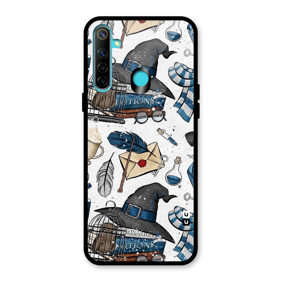 Blue Feather Hat Design Glass Back Case for Realme Narzo 10