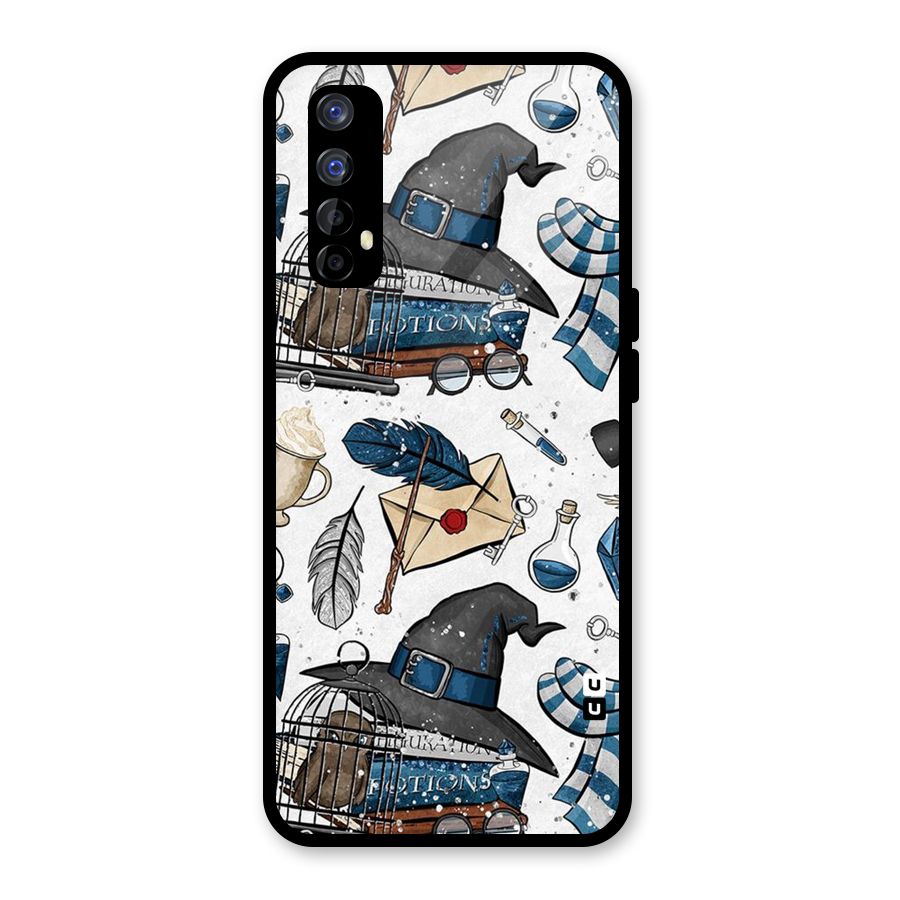 Blue Feather Hat Design Glass Back Case for Realme Narzo 20 Pro