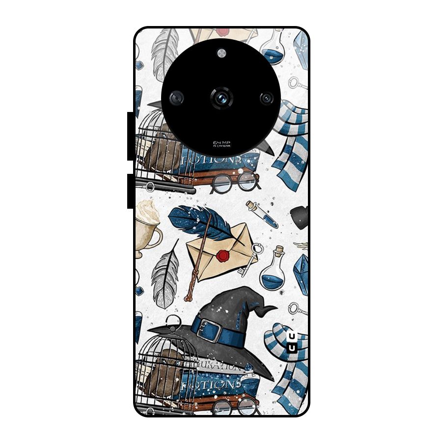 Blue Feather Hat Design Glass Back Case for Realme Narzo 60 5G