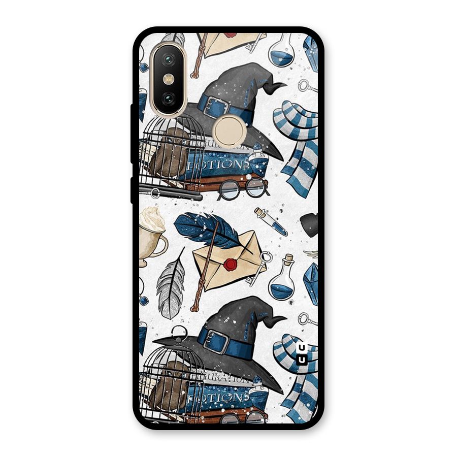 Blue Feather Hat Design Glass Back Case for Redmi A2