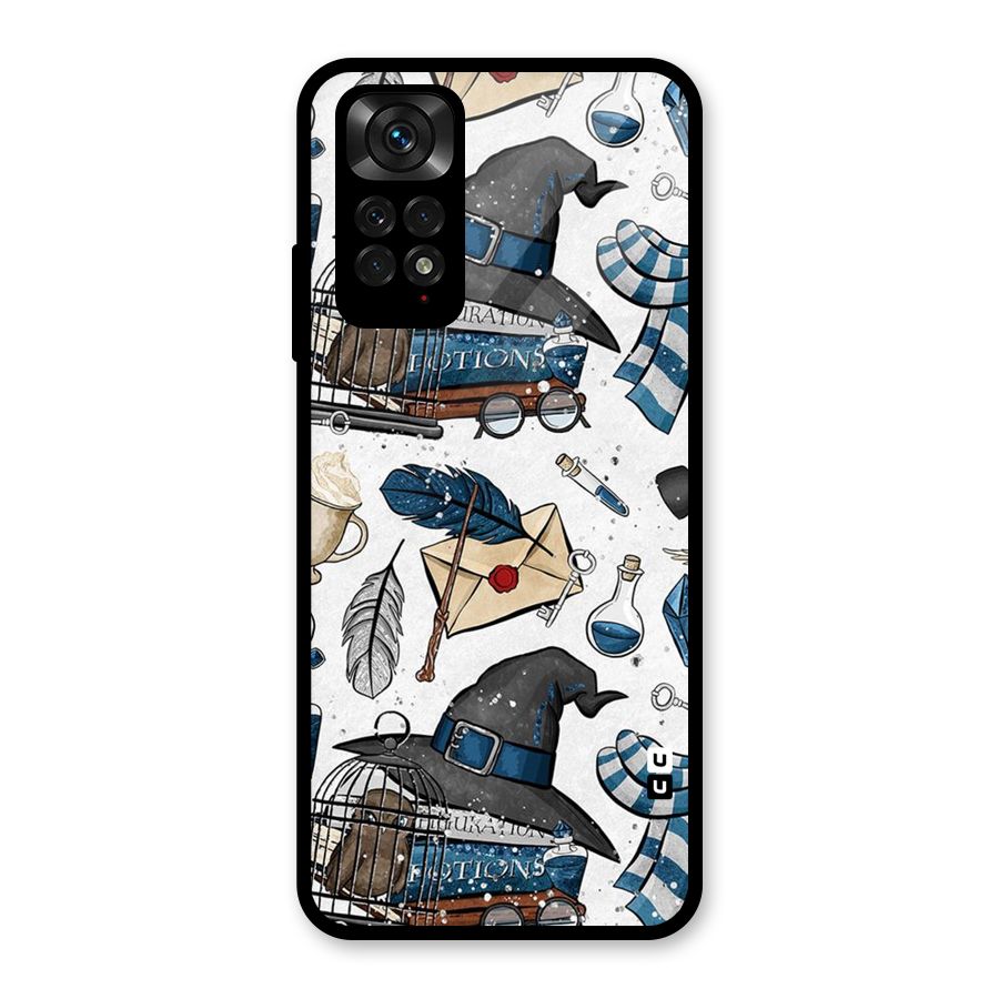 Blue Feather Hat Design Glass Back Case for Redmi Note 11S