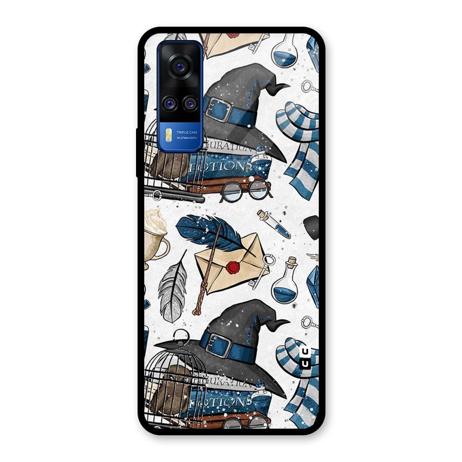 Blue Feather Hat Design Glass Back Case for Vivo Y31