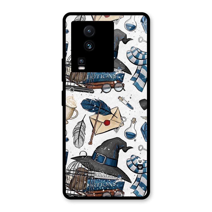 Blue Feather Hat Design Glass Back Case for Vivo iQOO Neo 7