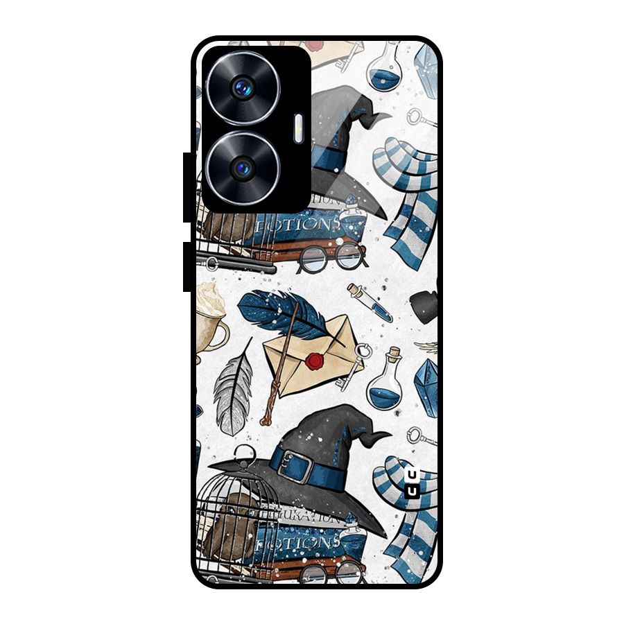 Blue Feather Hat Design Glass Back Case for realme C55