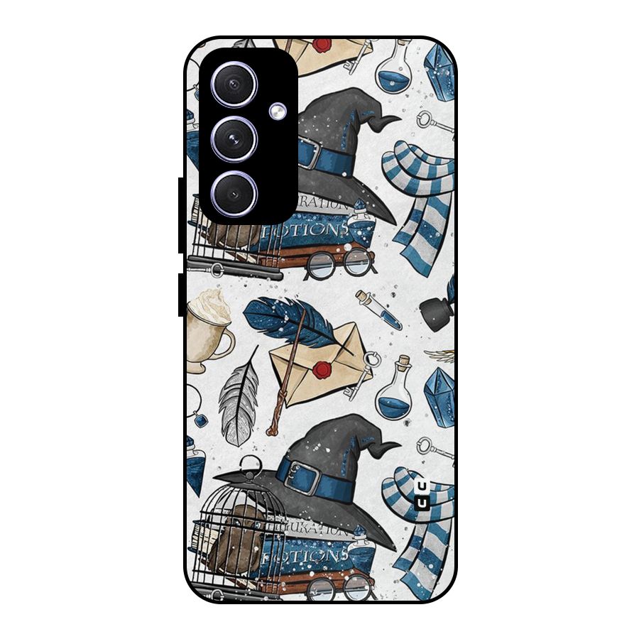 Blue Feather Hat Design Metal Back Case for Galaxy A54