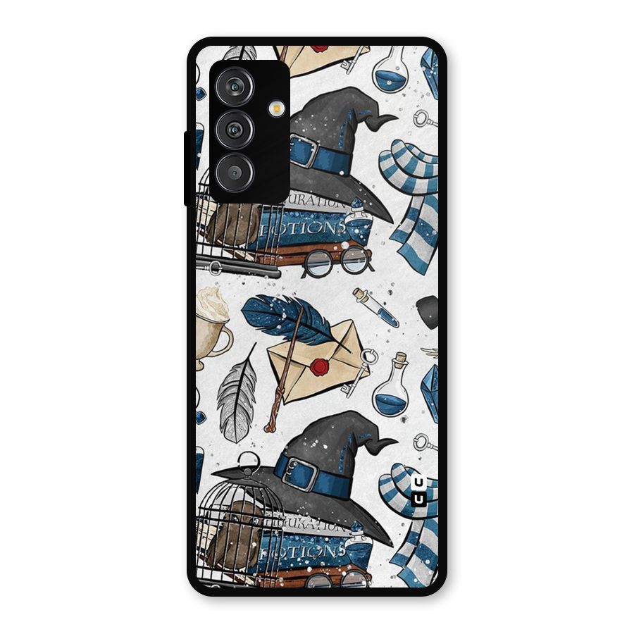 Blue Feather Hat Design Metal Back Case for Galaxy F13