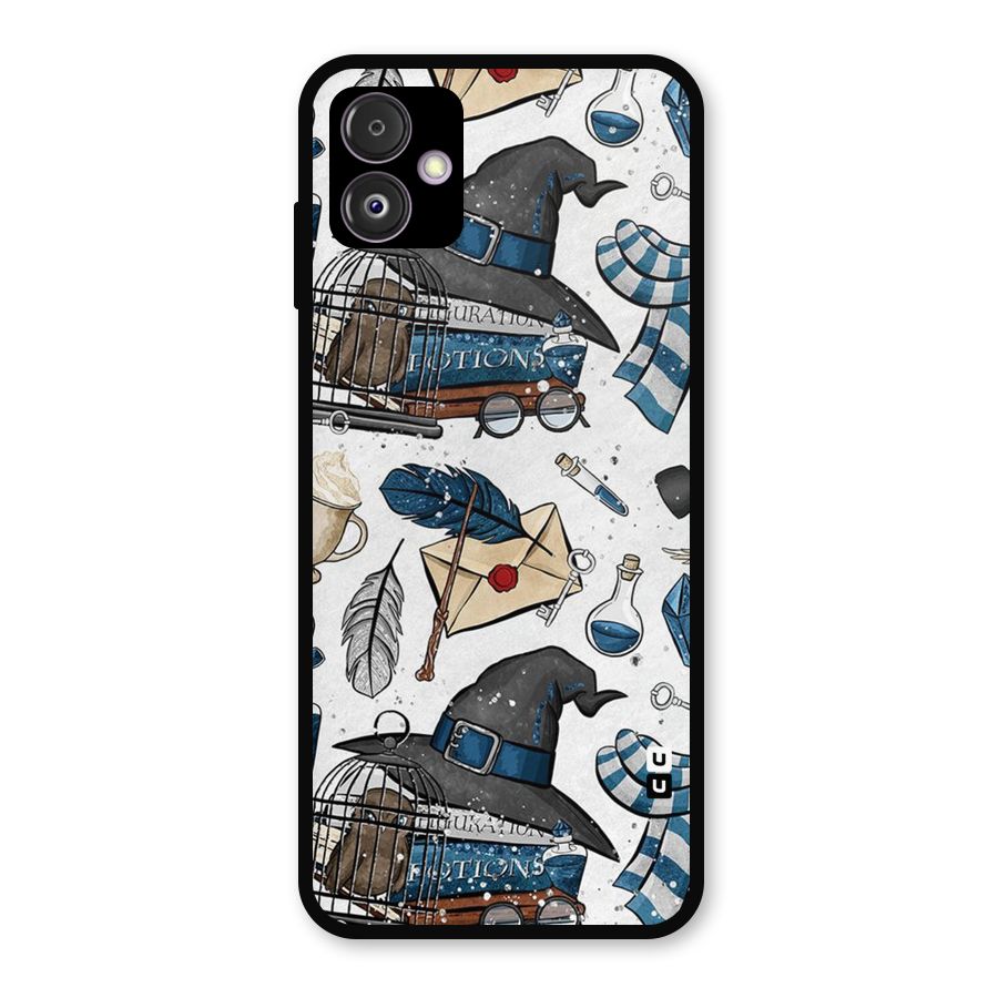 Blue Feather Hat Design Metal Back Case for Galaxy F14