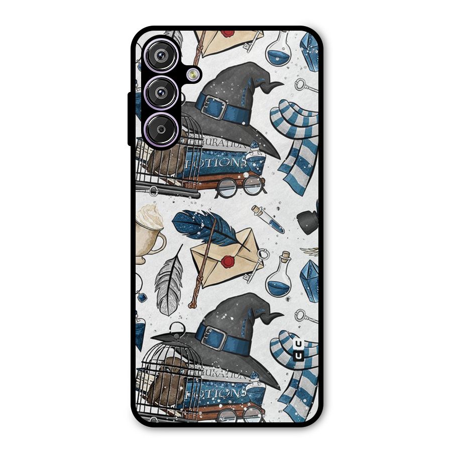 Blue Feather Hat Design Metal Back Case for Galaxy F15