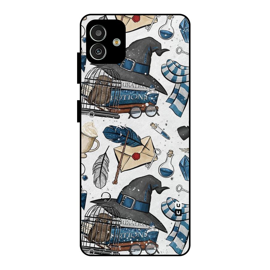 Blue Feather Hat Design Metal Back Case for Galaxy M13 5G