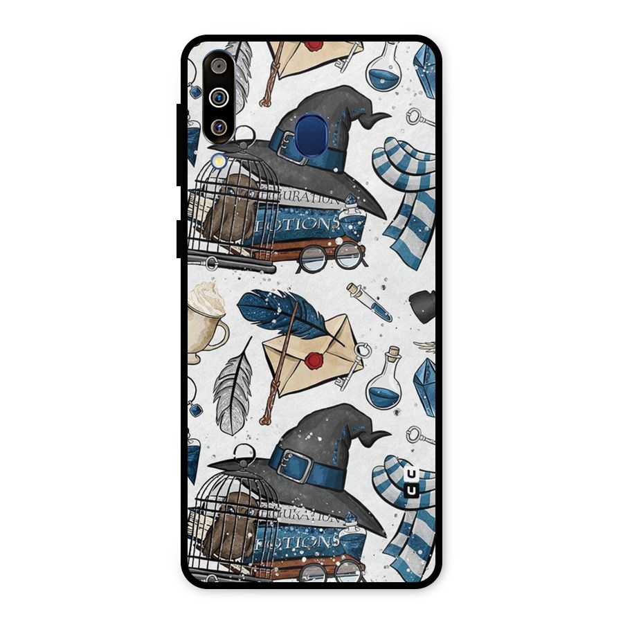 Blue Feather Hat Design Metal Back Case for Galaxy M30