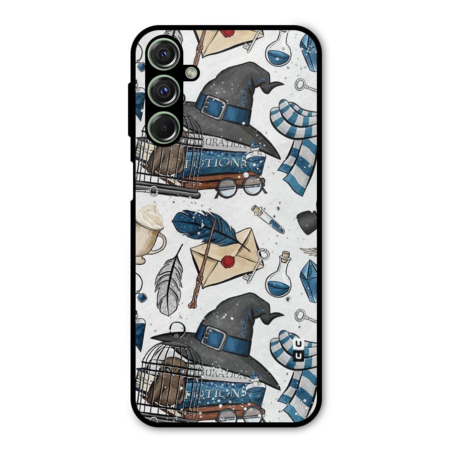 Blue Feather Hat Design Metal Back Case for Galaxy M34