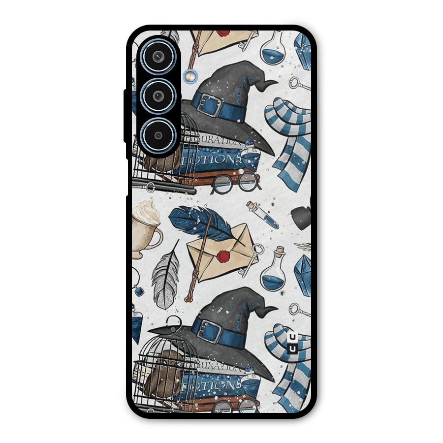Blue Feather Hat Design Metal Back Case for Galaxy M35