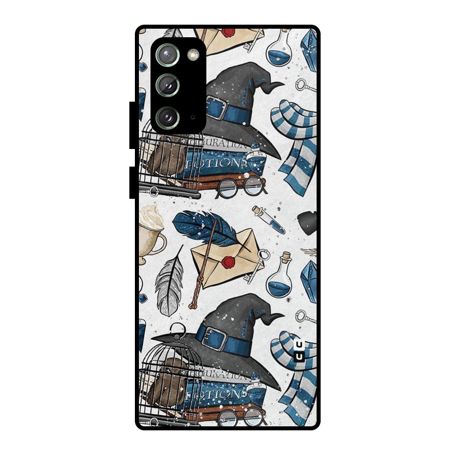 Blue Feather Hat Design Metal Back Case for Galaxy Note 20
